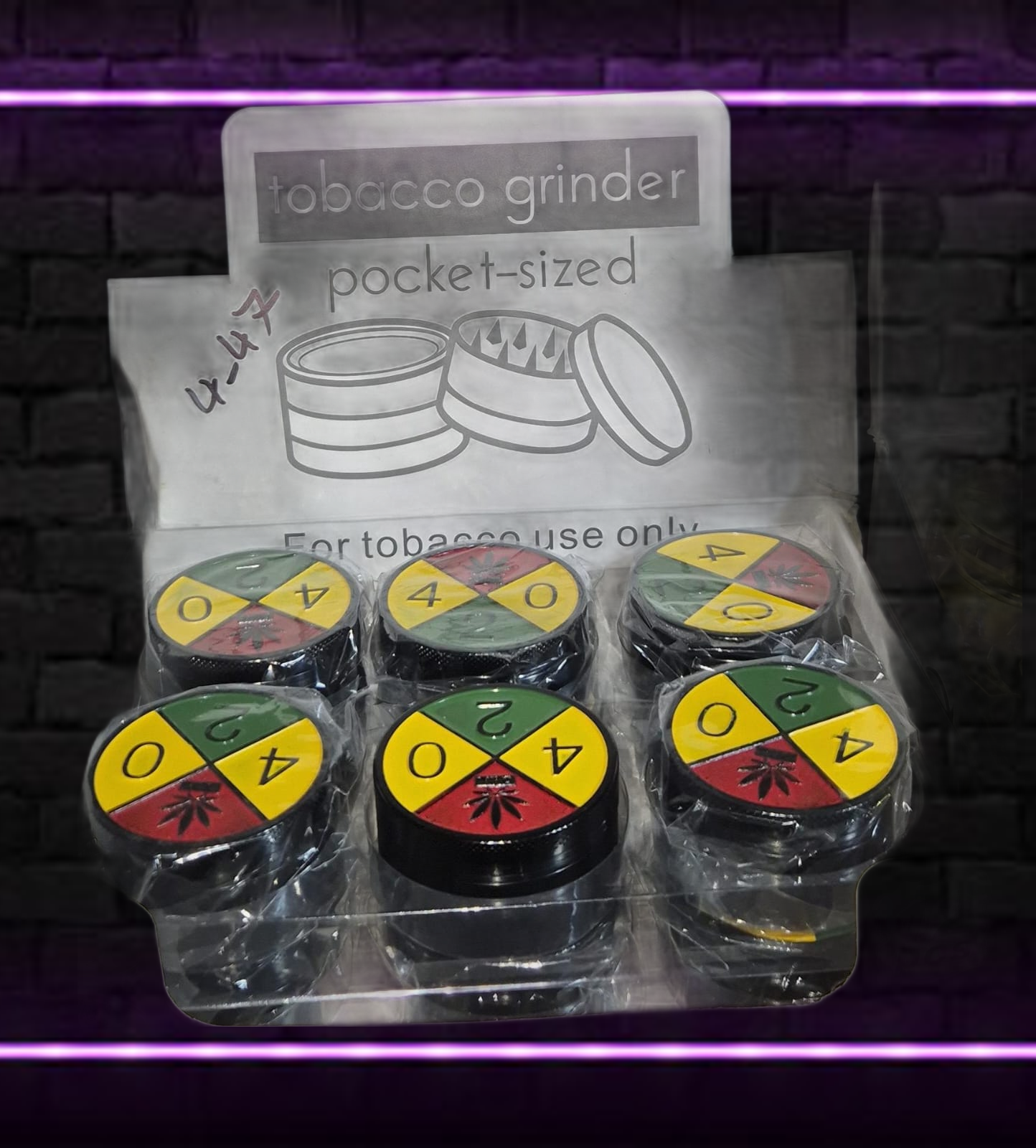 TOBACCO GRINDER POCKET SIZED 6 PER PACK