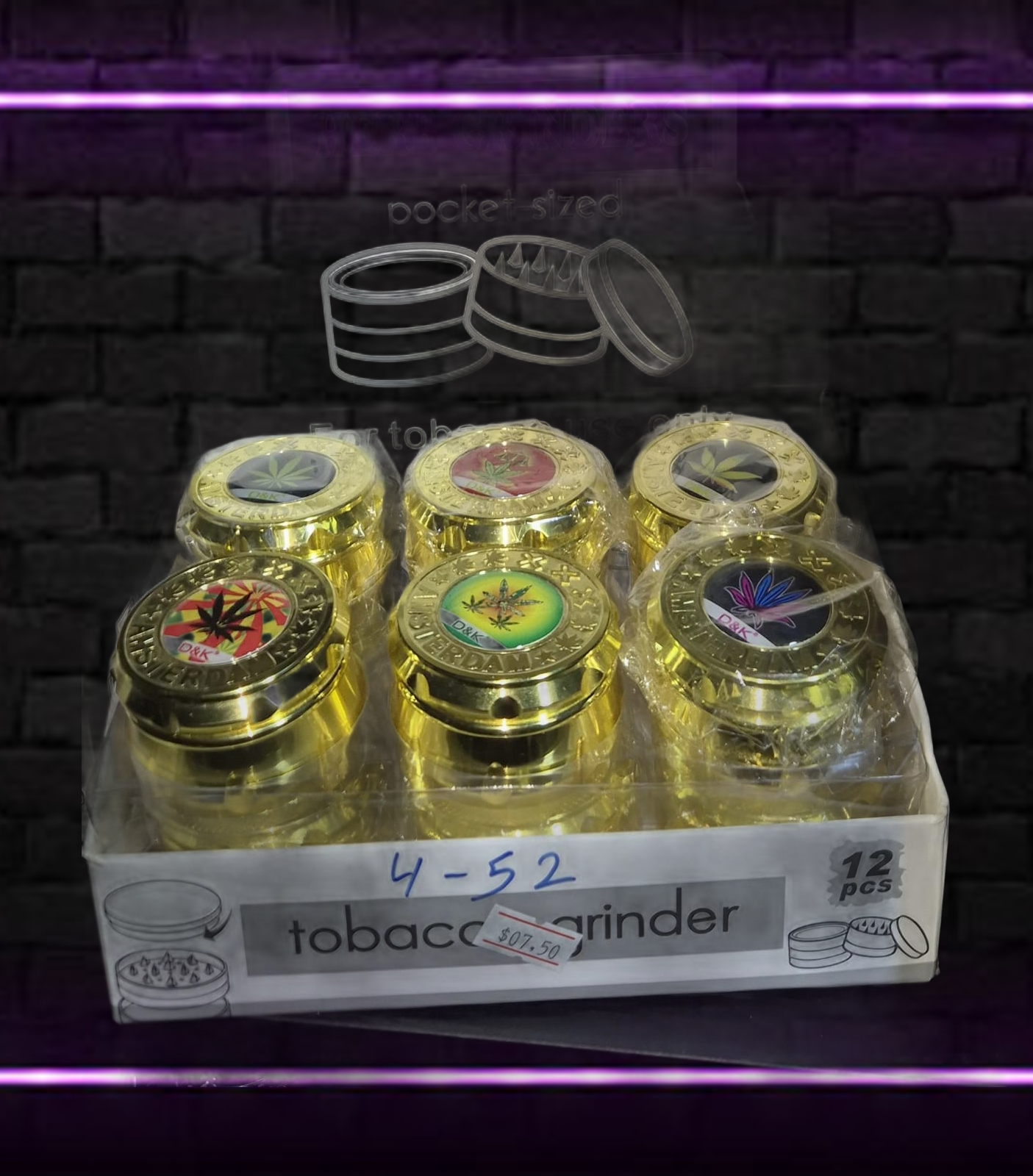 TOBACCO HERB GRINDER 12 PER PACK