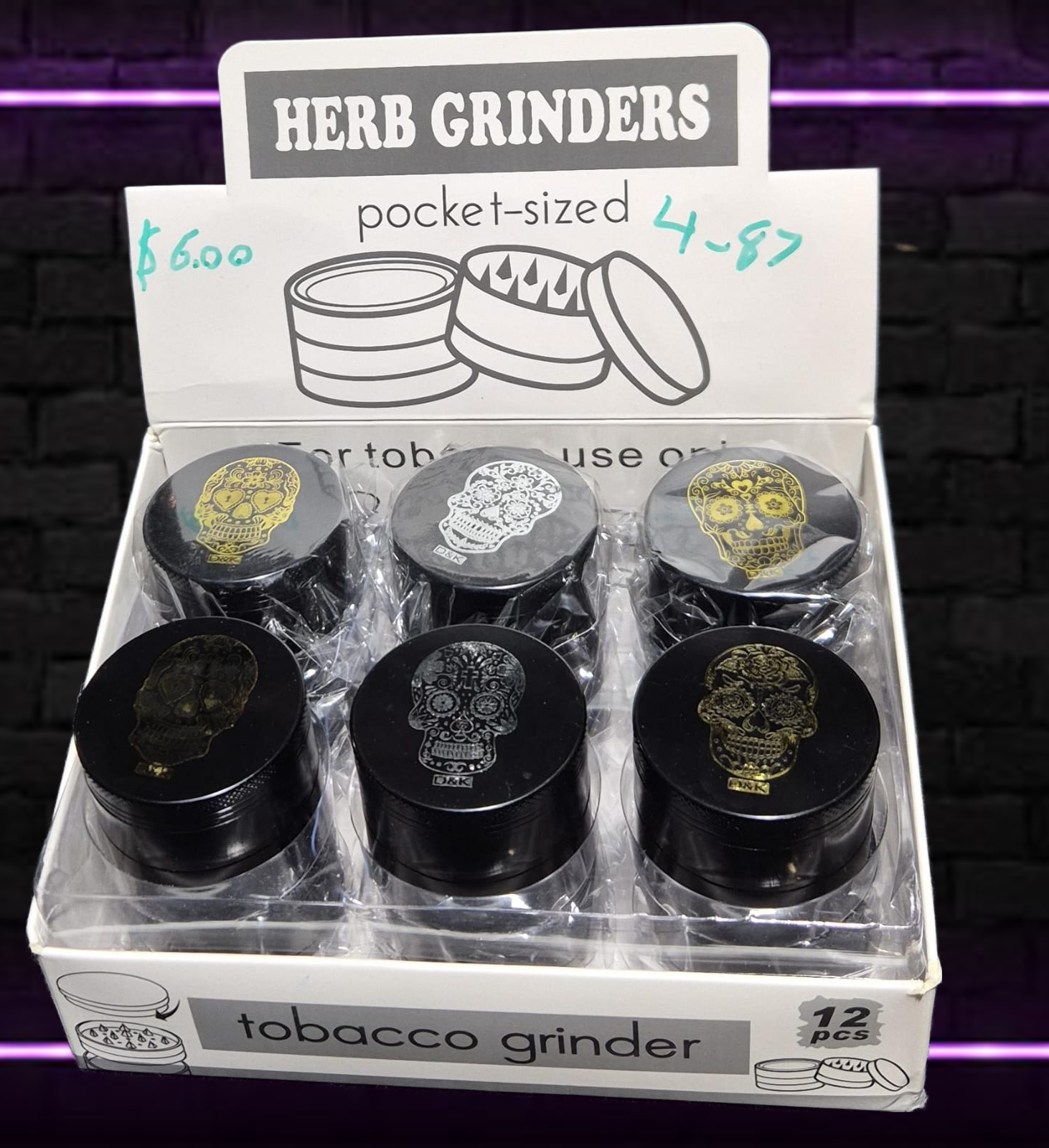 TOBACCO/HERB GRINDER 12 PER PACK