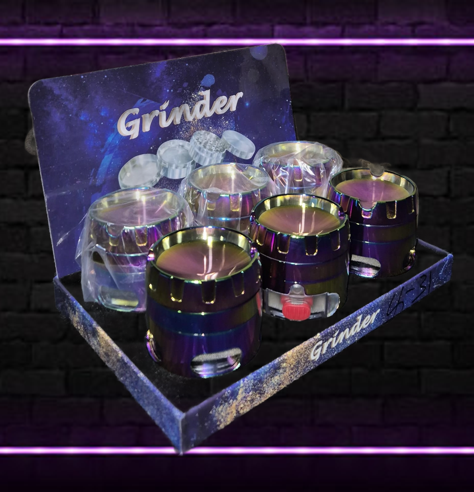 TOBACCO GRINDER METALLIC FINISH 6 PER PACK