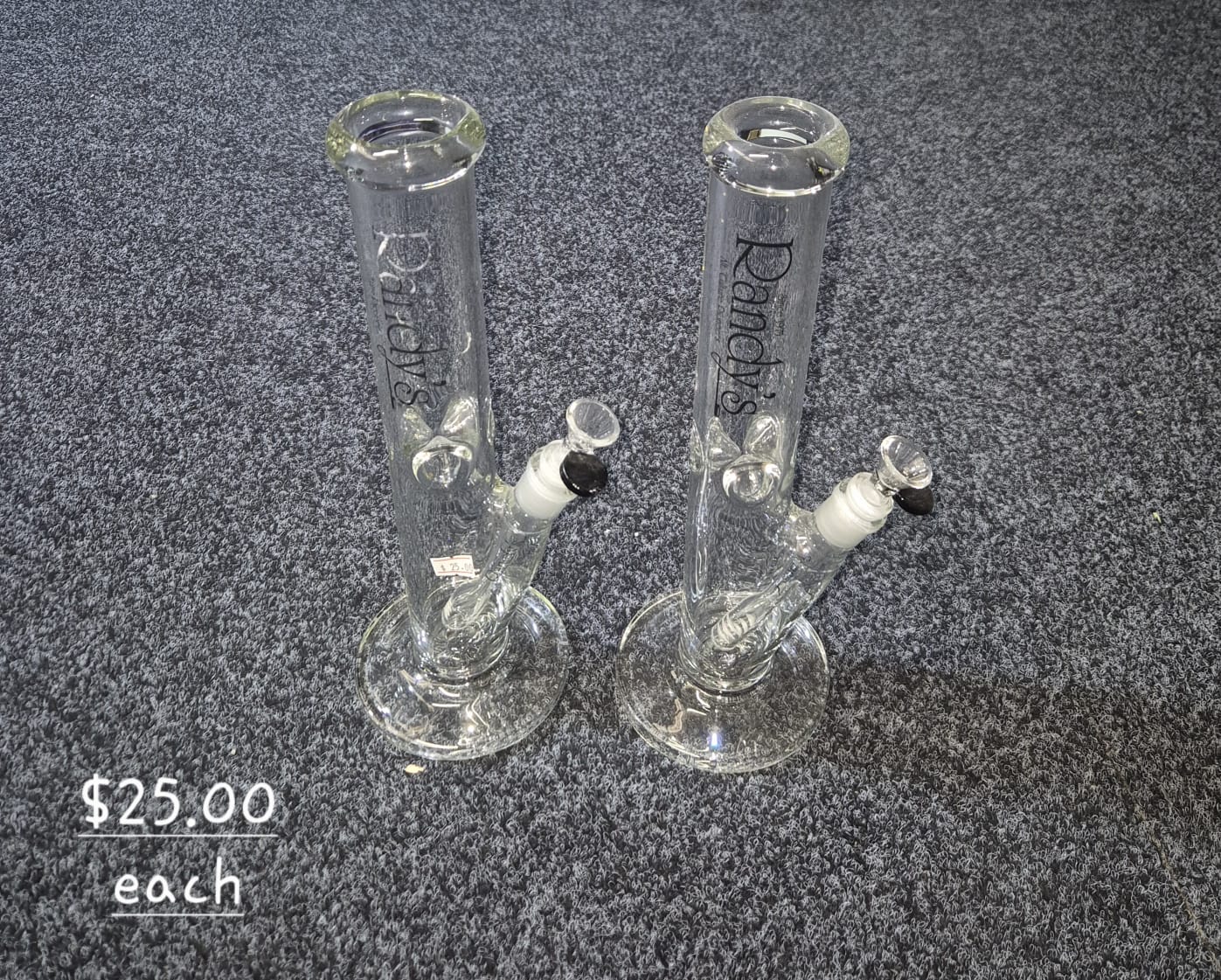 CRYSTAL CLEAR GLASS WATER PIPE 25 PER BOX