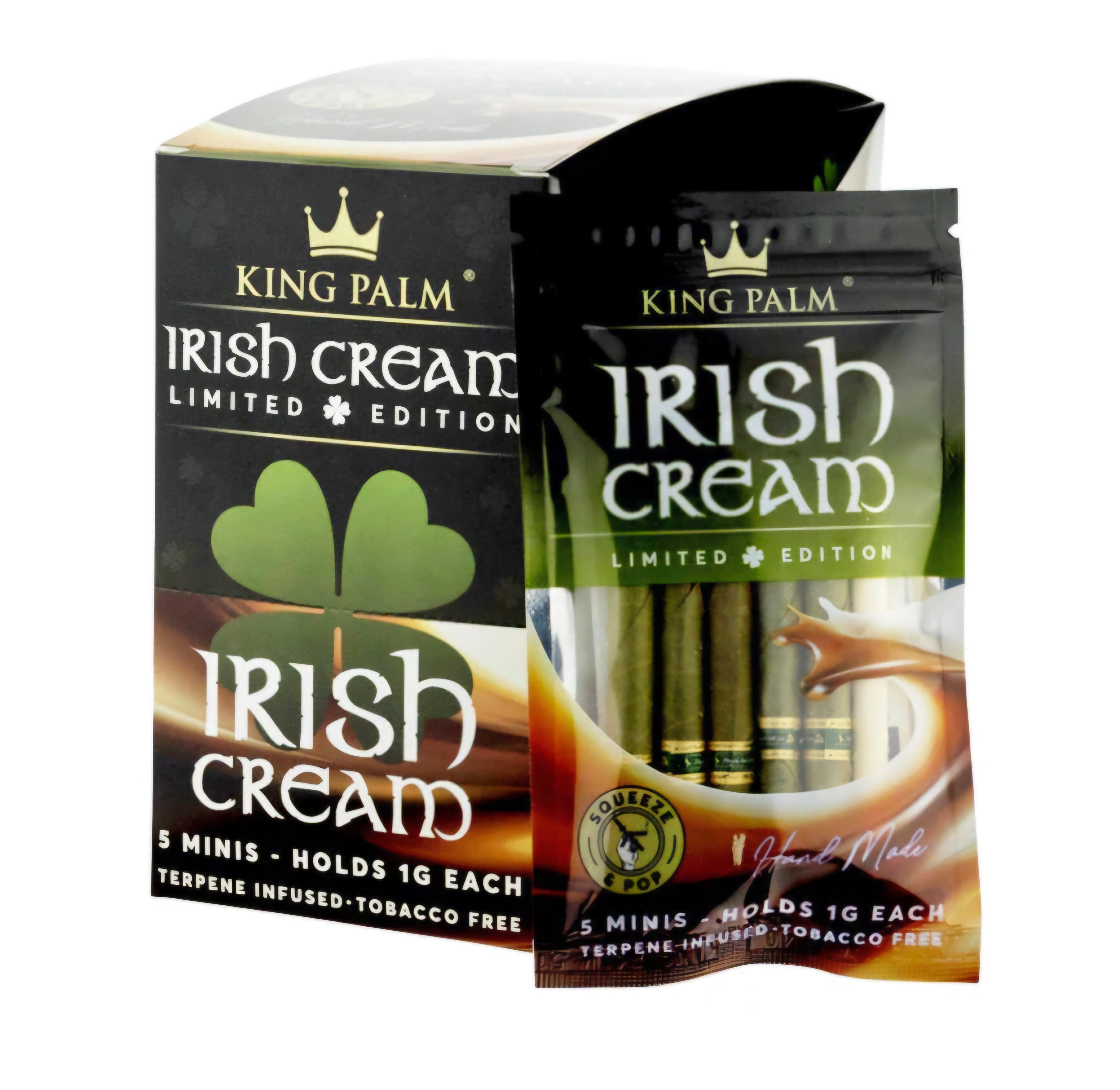 HANDMADE King Palm Irish Cream Limited Edition BOX of 15 Counts of 5 PACK