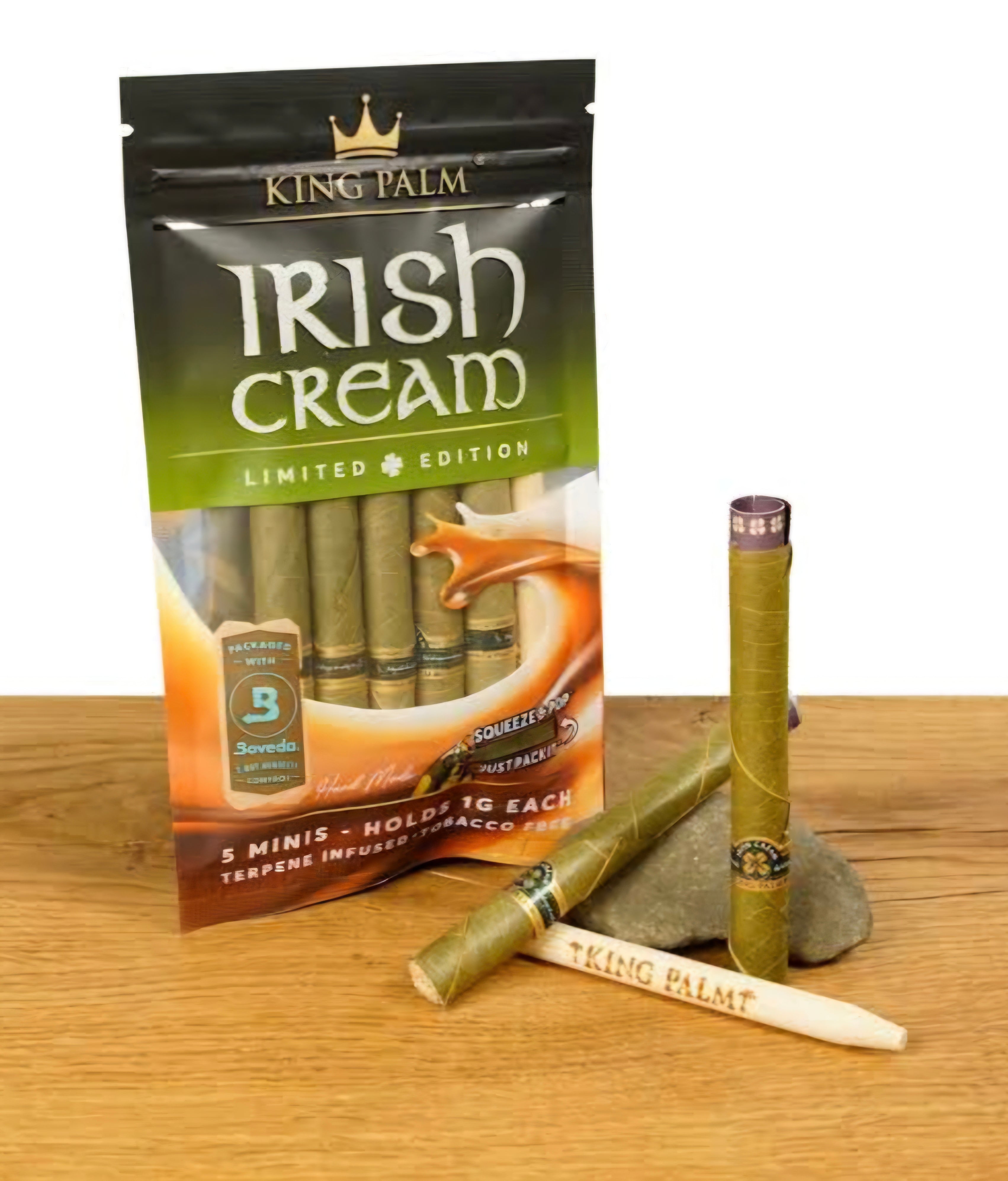 HANDMADE King Palm Irish Cream Limited Edition BOX of 15 Counts of 5 PACK